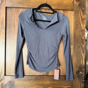 OGL Built In Bra Flap V Neck Shirt Eco MiyaMoon gray Small
